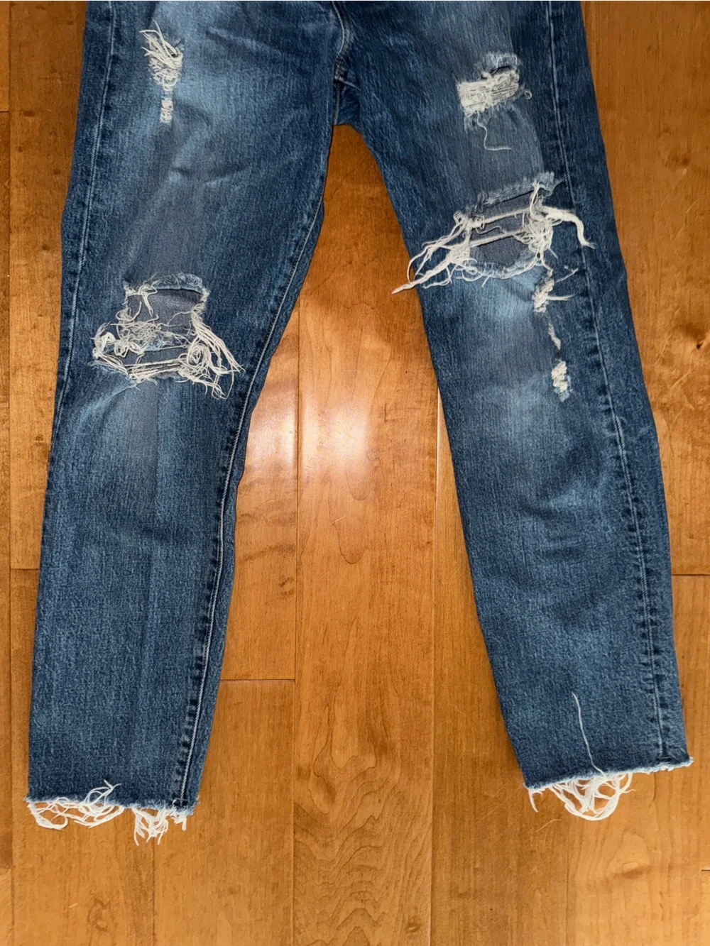 Levi’s Wedgie Full Length Ripped Jeans Cotton Medium Wash High Waist Straight - Picture 2 of 11